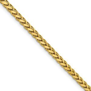 3mm, 14k Yellow Gold D/C Hollow Wheat Chain Necklace, 22 Inch